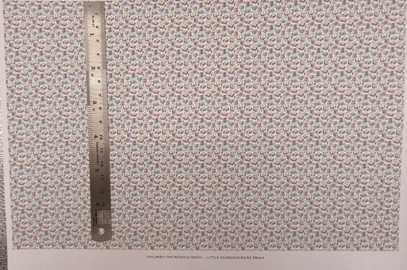 Wallpaper/fabric. Children, The reading room 1/48 scale