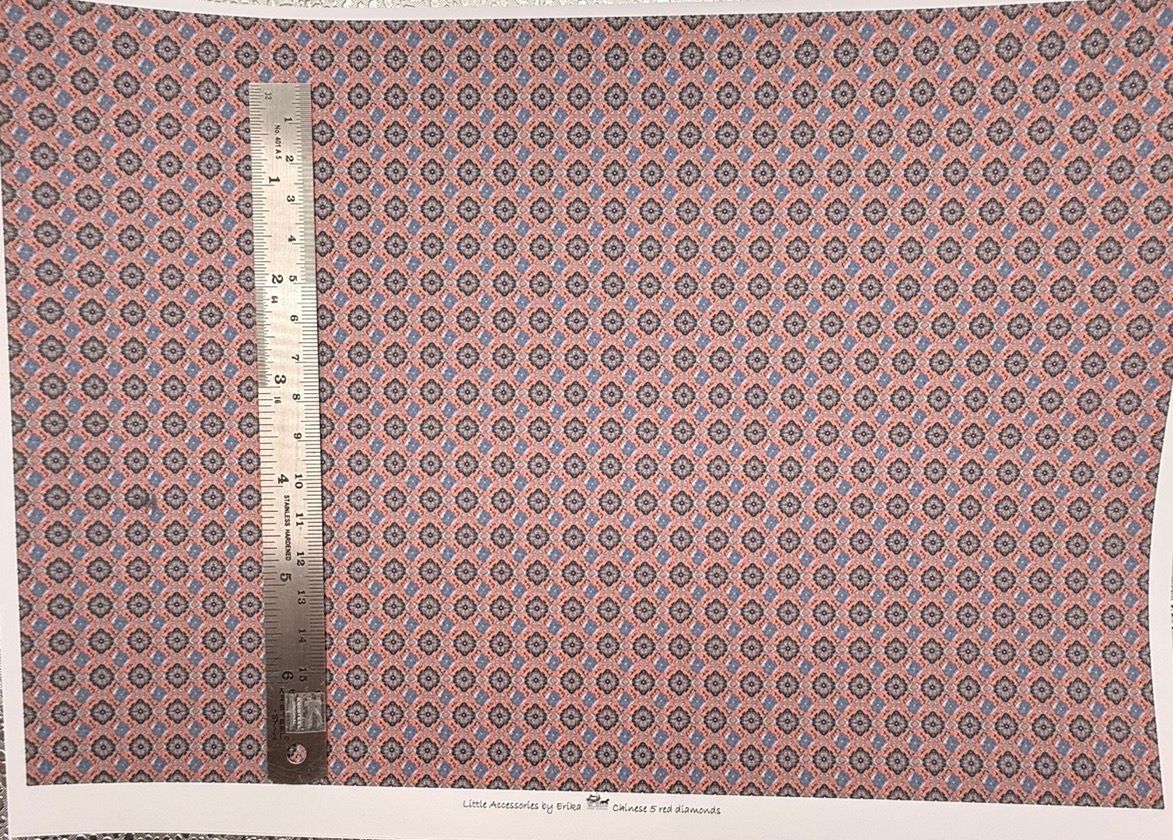 Wallpaper/fabric/carpet. Chinese 5 red diamonds. 1/48 scale .