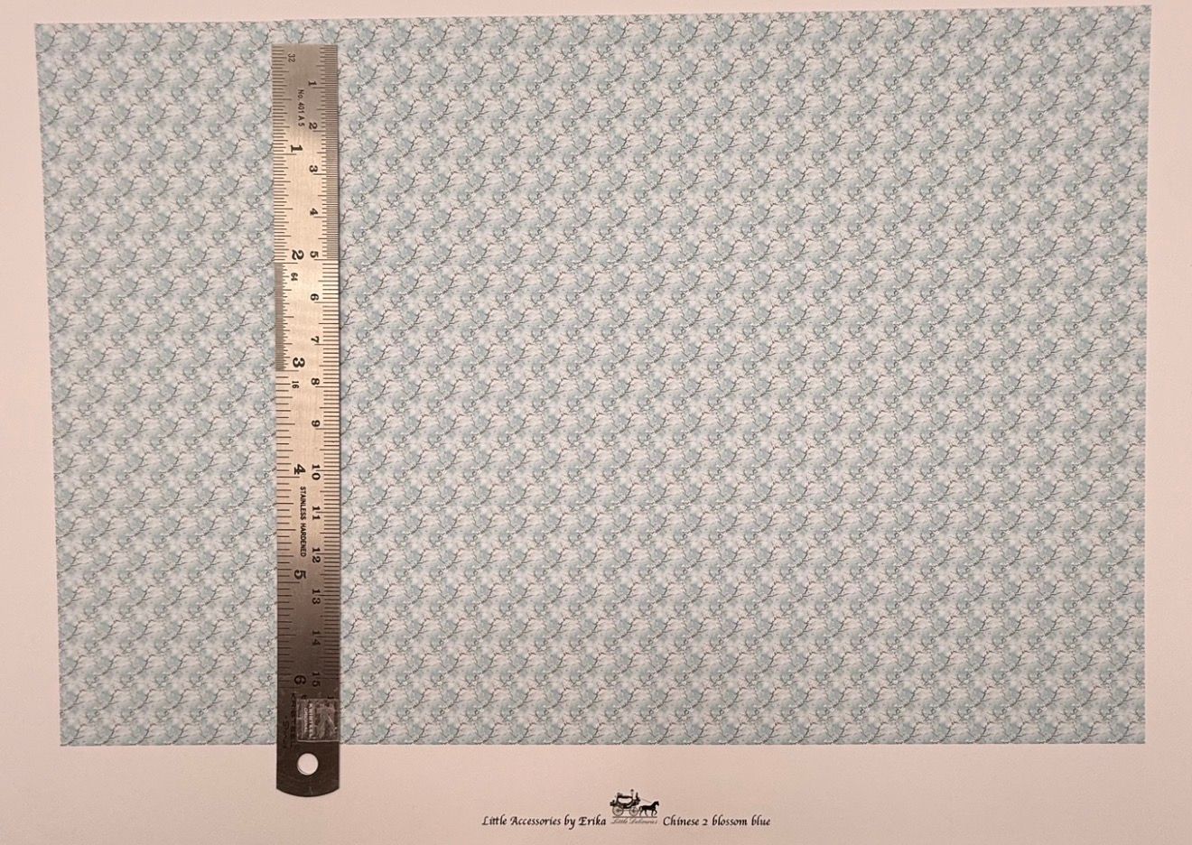 Wallpaper/fabric. Chinese 2 blossom blue. 1/48 scale