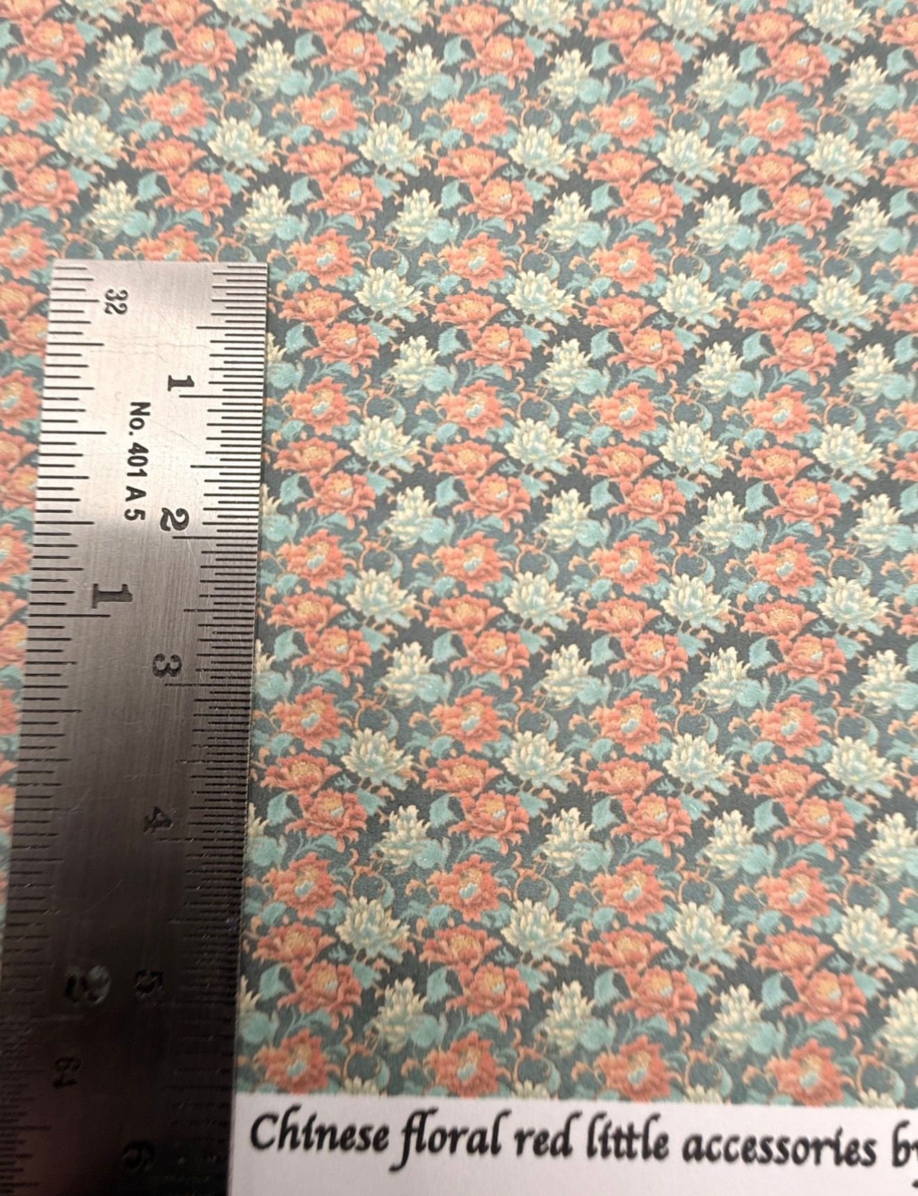 Wallpaper/fabric. Chinese floral red. 1/48 scale