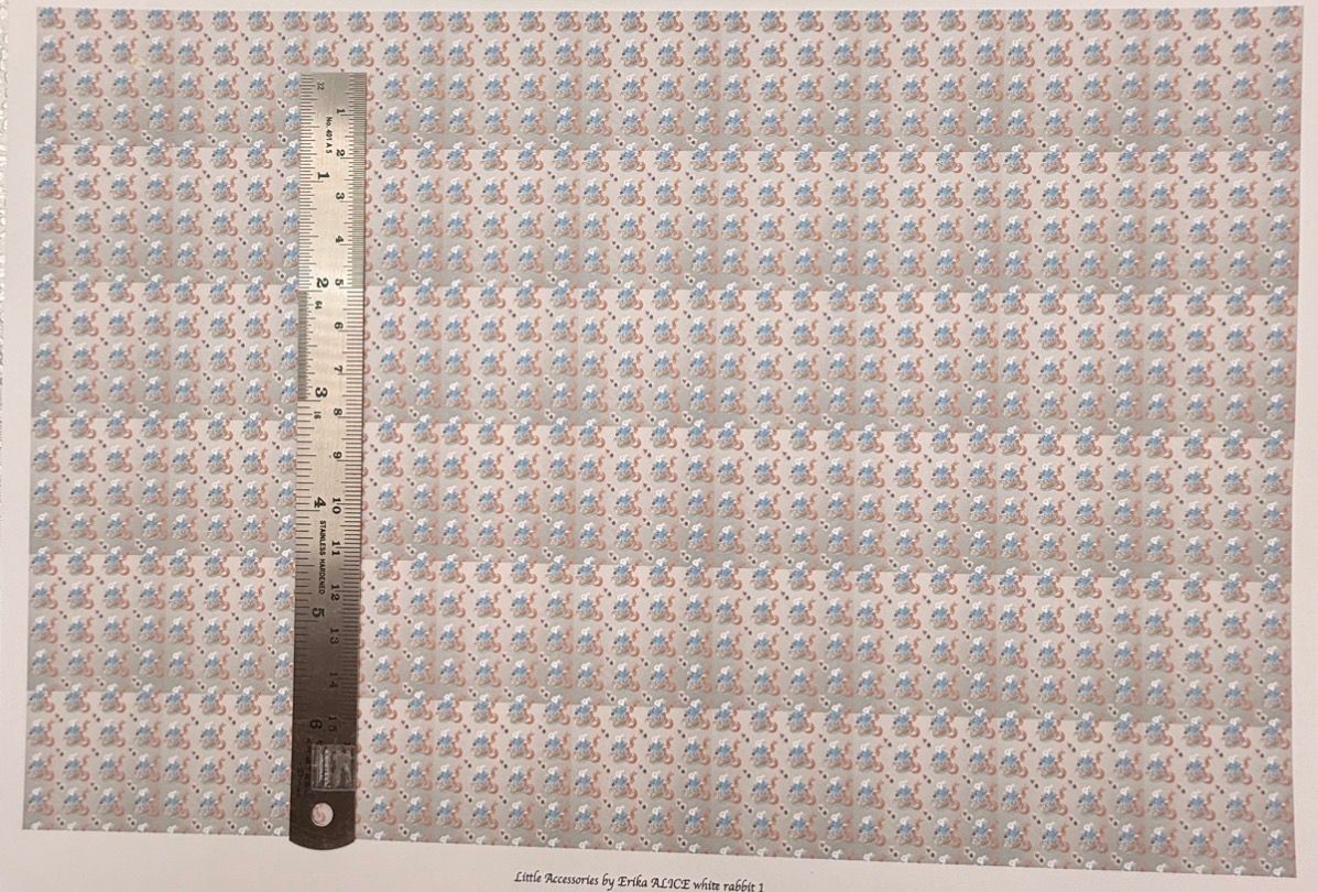 Wallpaper/fabric. Children Alice white rabbit 1 - 1/48 scale