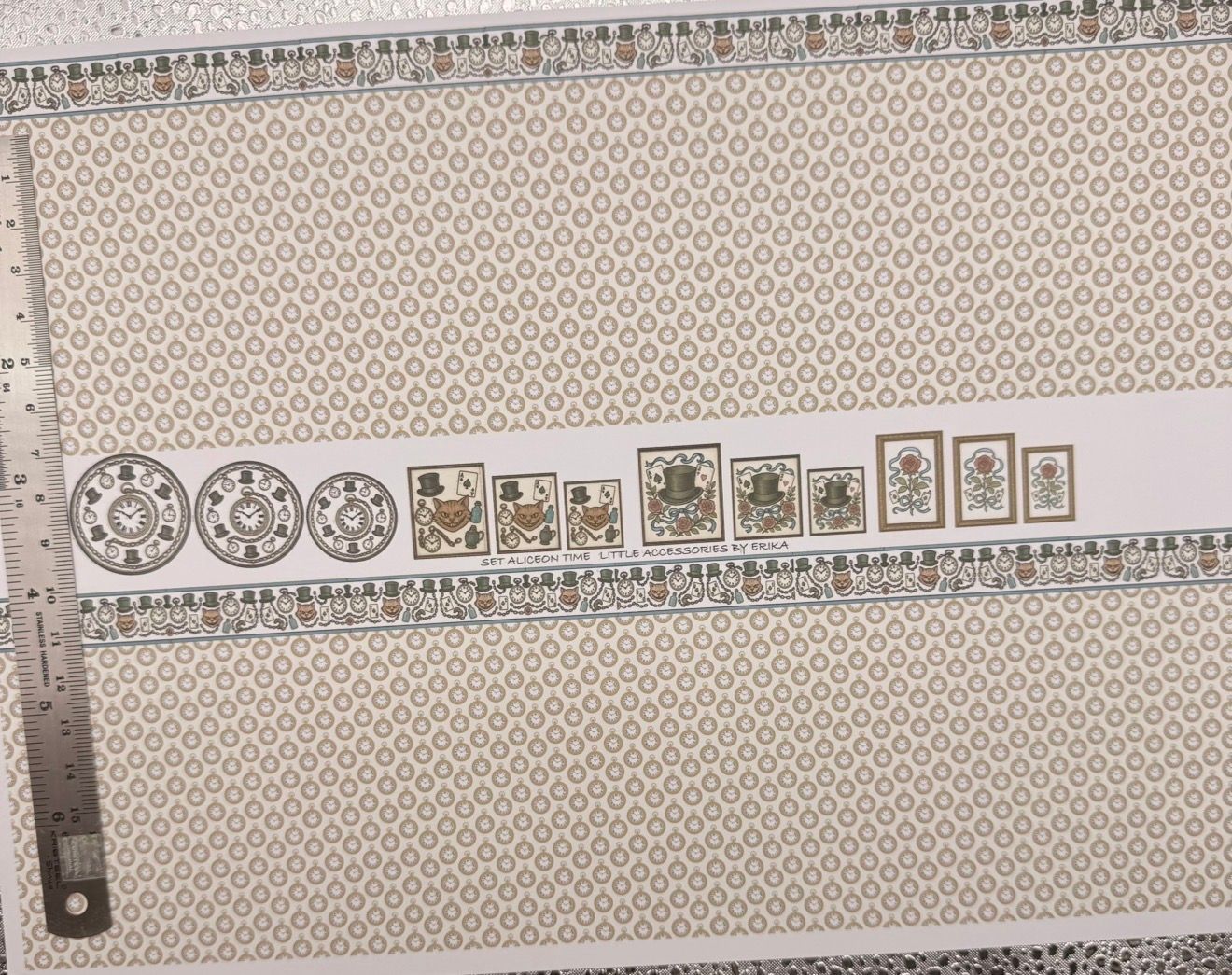 Wallpaper/fabric. Children Set. Aliceon time - 1/48 scale