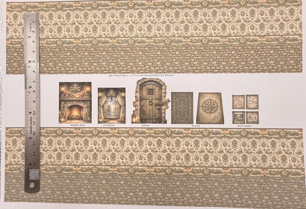 Wallpaper/fabric. Children.Set. Pirates 1 - 1-48 scale
