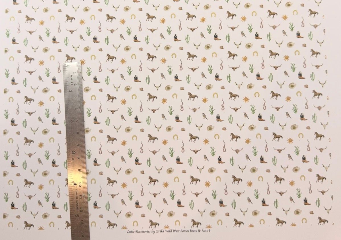 /carpetWallpaper/fabric, Wild west horses, boots & hats 1.   - 1/48 scale