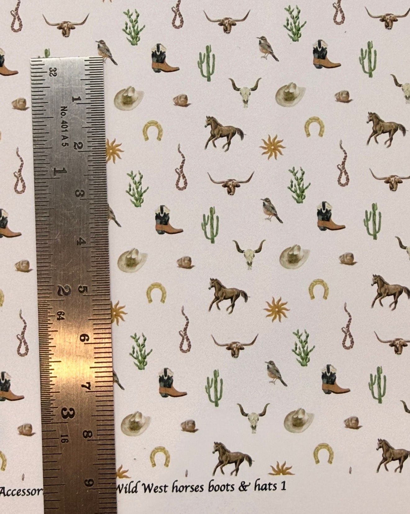 /carpetWallpaper/fabric, Wild west horses, boots & hats 1.   - 1/48 scale