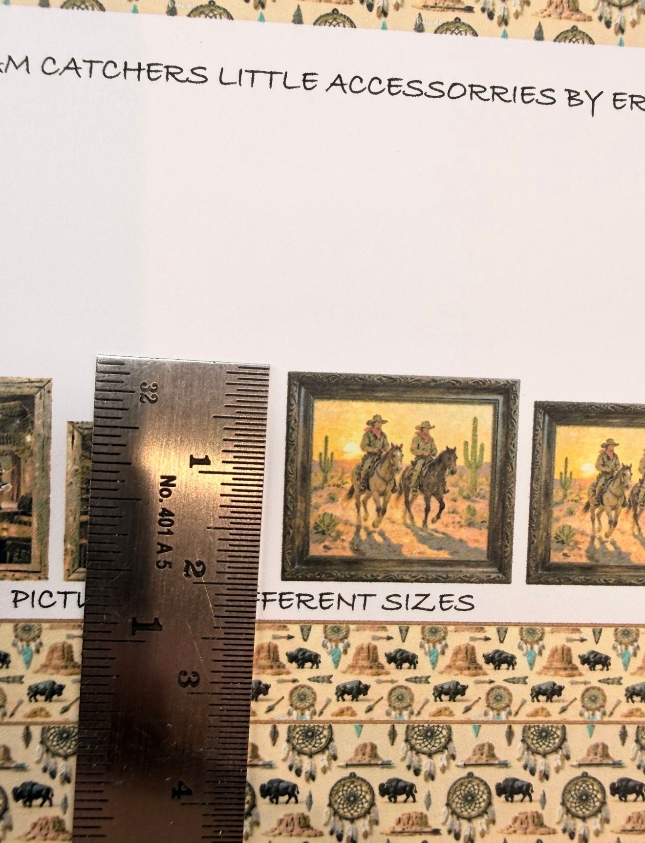 wallpaper/fabric/carpet. SET Wild west Buffalo & dream catchers 1/48 scale