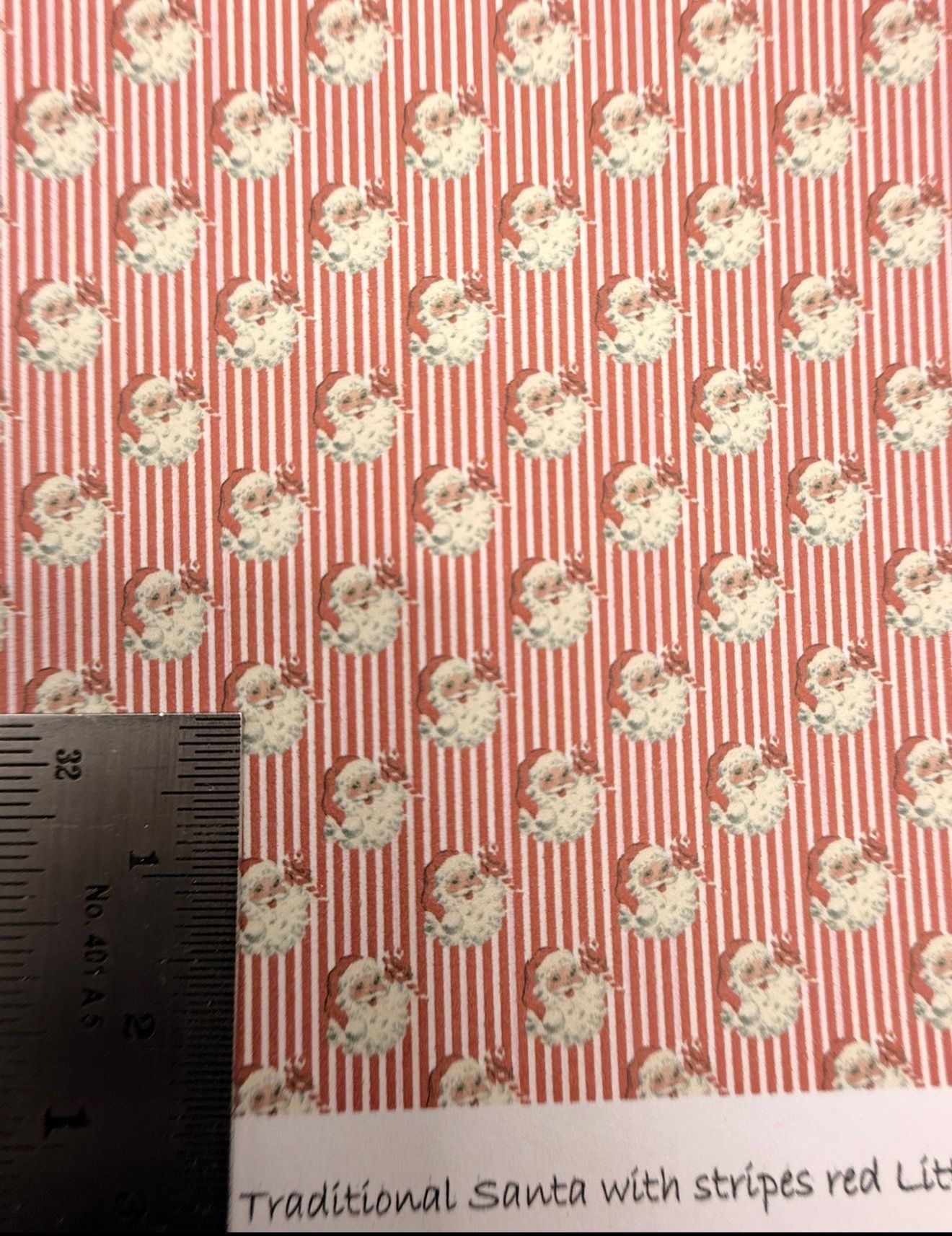 Wallpaper/fabric. Traditional Santa with stripes red. - 1/48 scale