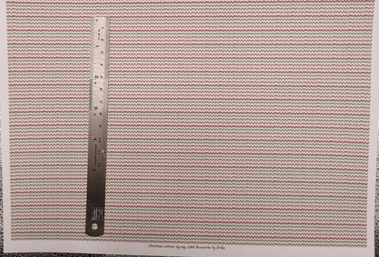 Wallpaper/fabric,carper. Christmas contrast zig zags 1/48 scale