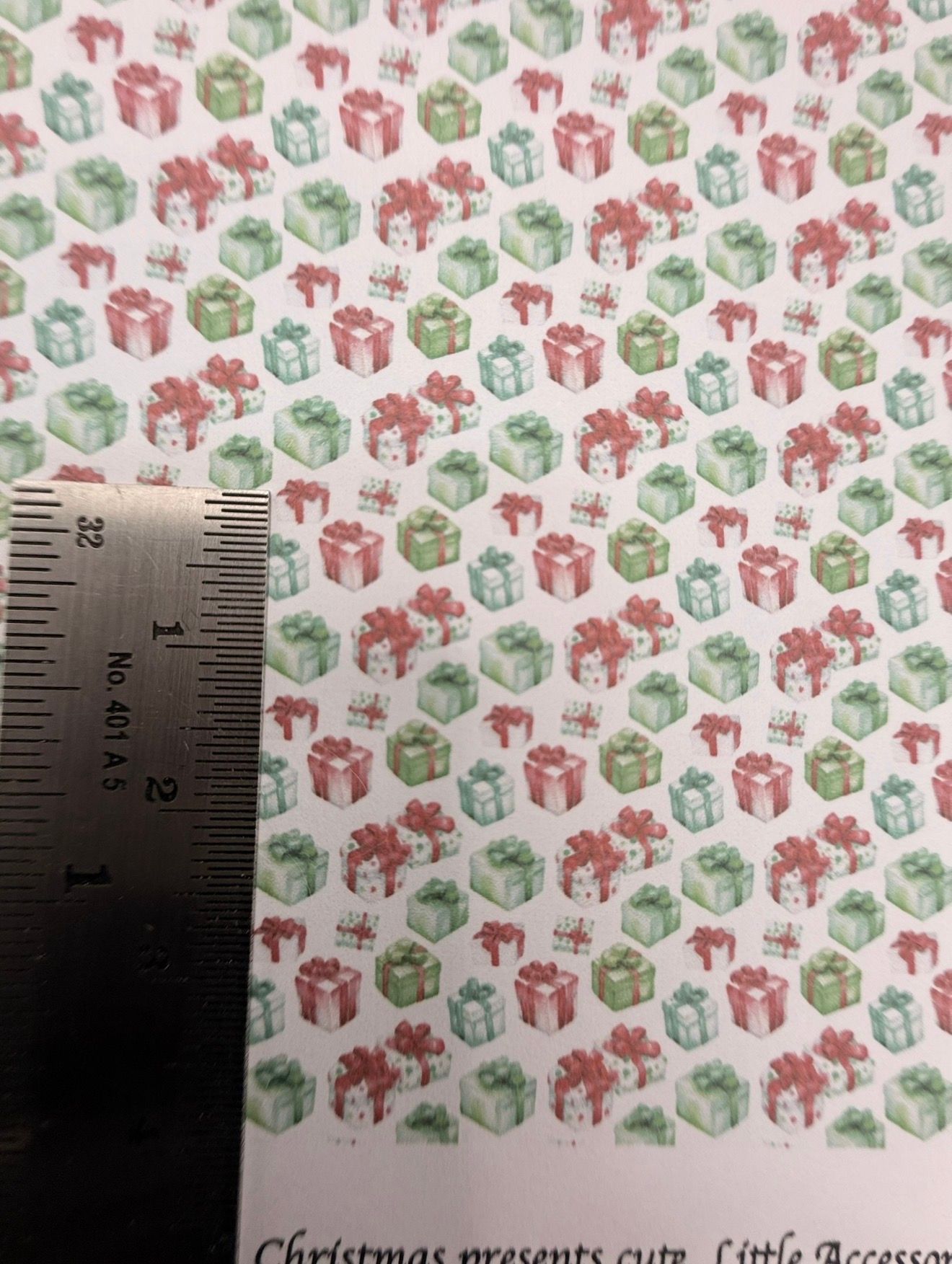 Wallpaper/fabric. Christmas presents cute. 1/48 scale