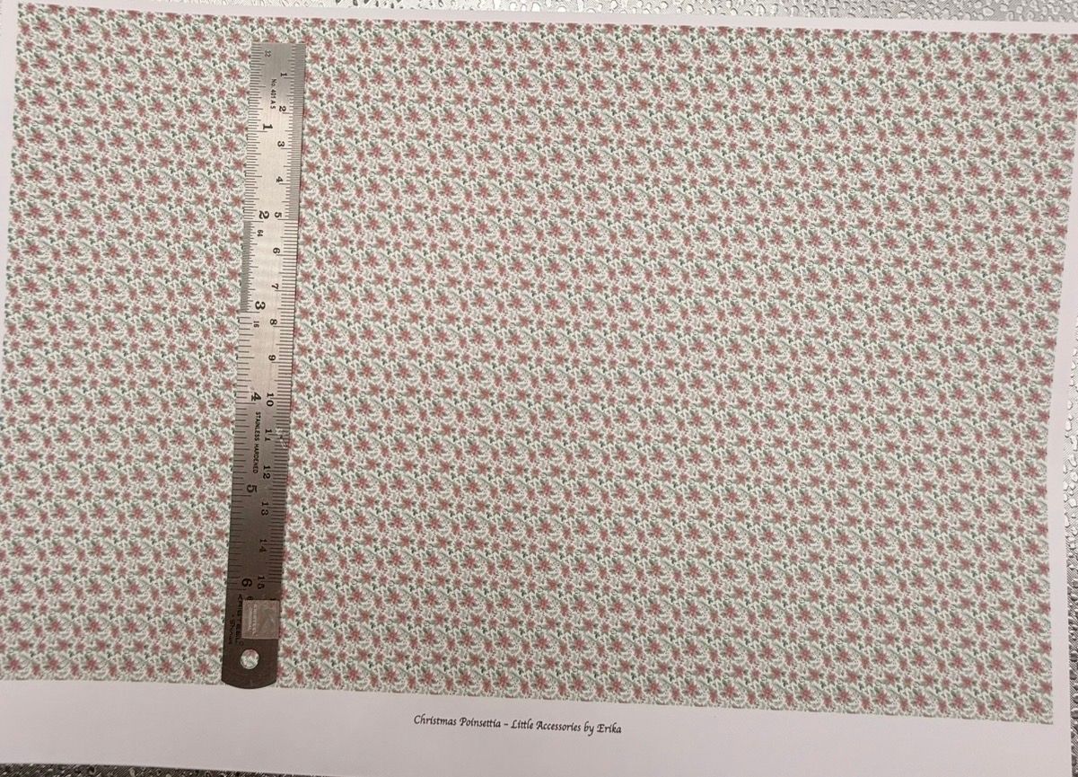 Wallpaper/fabric. Christmas poinsettia. 1/48 scale