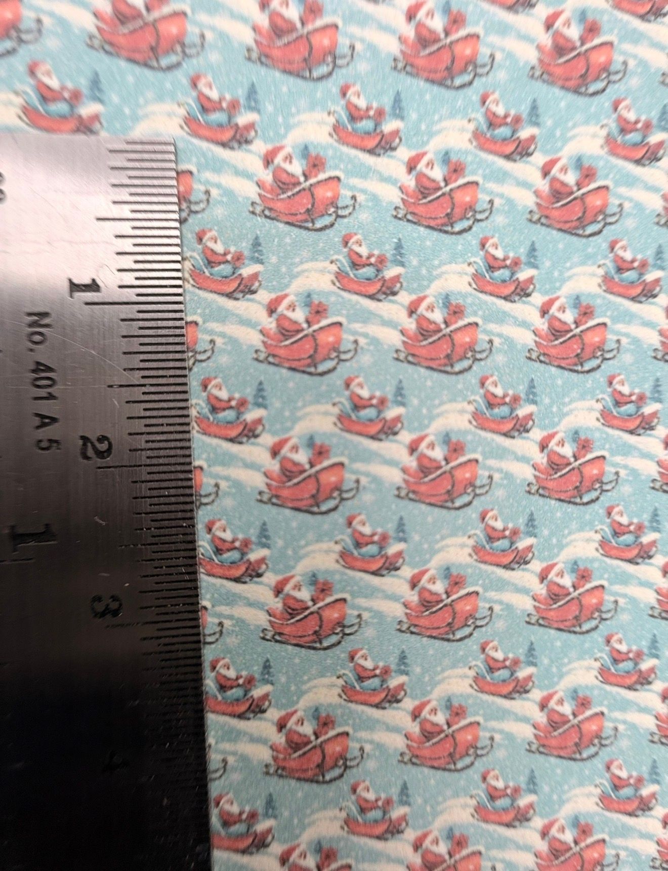Wallpaper/fabric. Christmas traditional santa on sleigh. 1/48 scale
