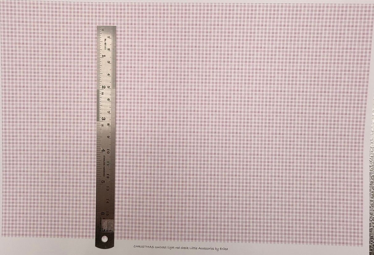 Wallpaper/fabric. Christmas contrast light red check. 1/48 scale