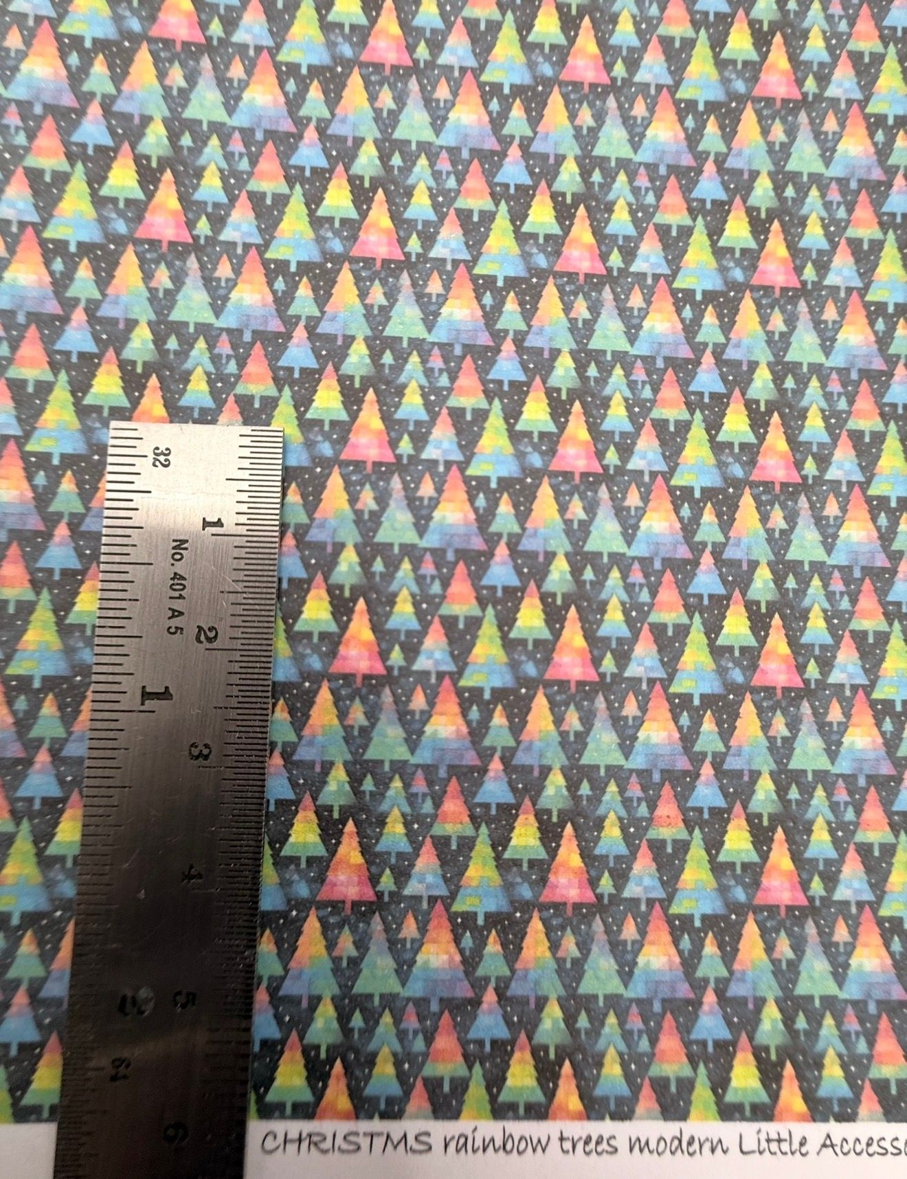 Wallpaper/fabric. Christmas rainbow trees modern. 1/48 scale