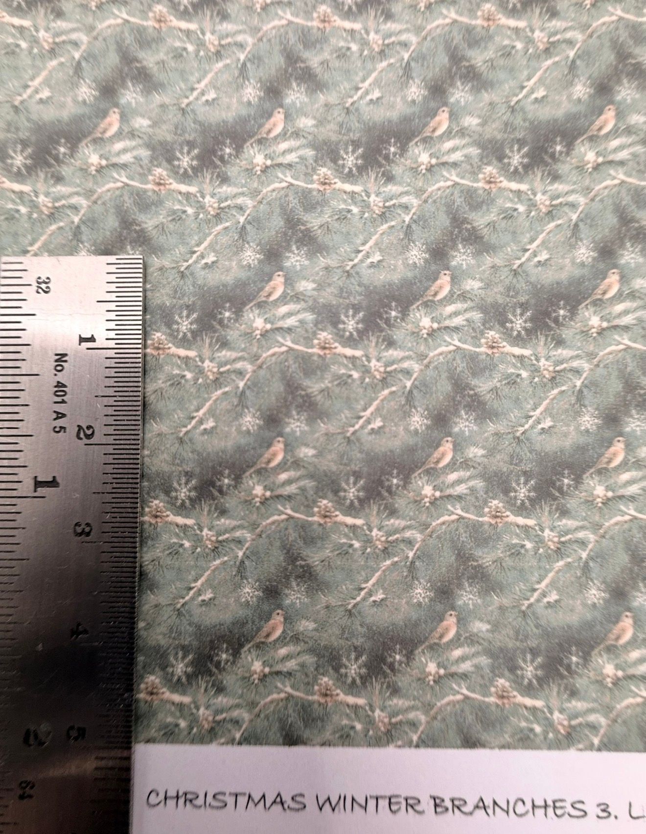 Wallpaper/fabric. Christmas winter branches. 1/48 scale