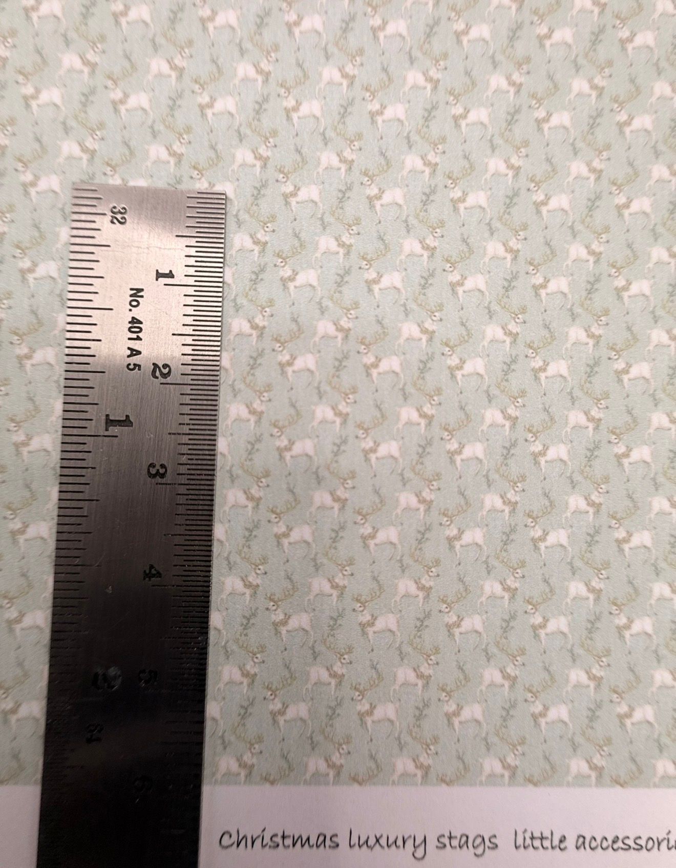 Wallpaper/fabric. Christmas luxury stags. 1/48 scale
