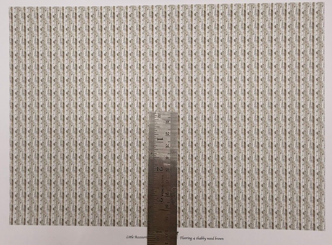 Wallpaper FLOORING 4 shabby wood brown. 1/48 scale