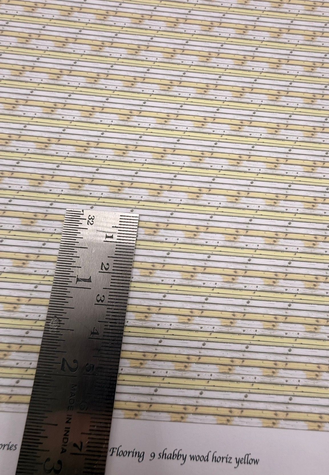 Wallpaper FLOORING 9 shabby wood horizontal yellow. 1/48 scale