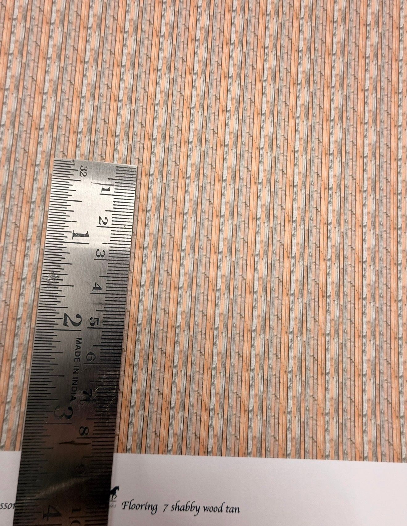 Wallpaper FLOORING. 7 shabby wood tan. 1/48 scale