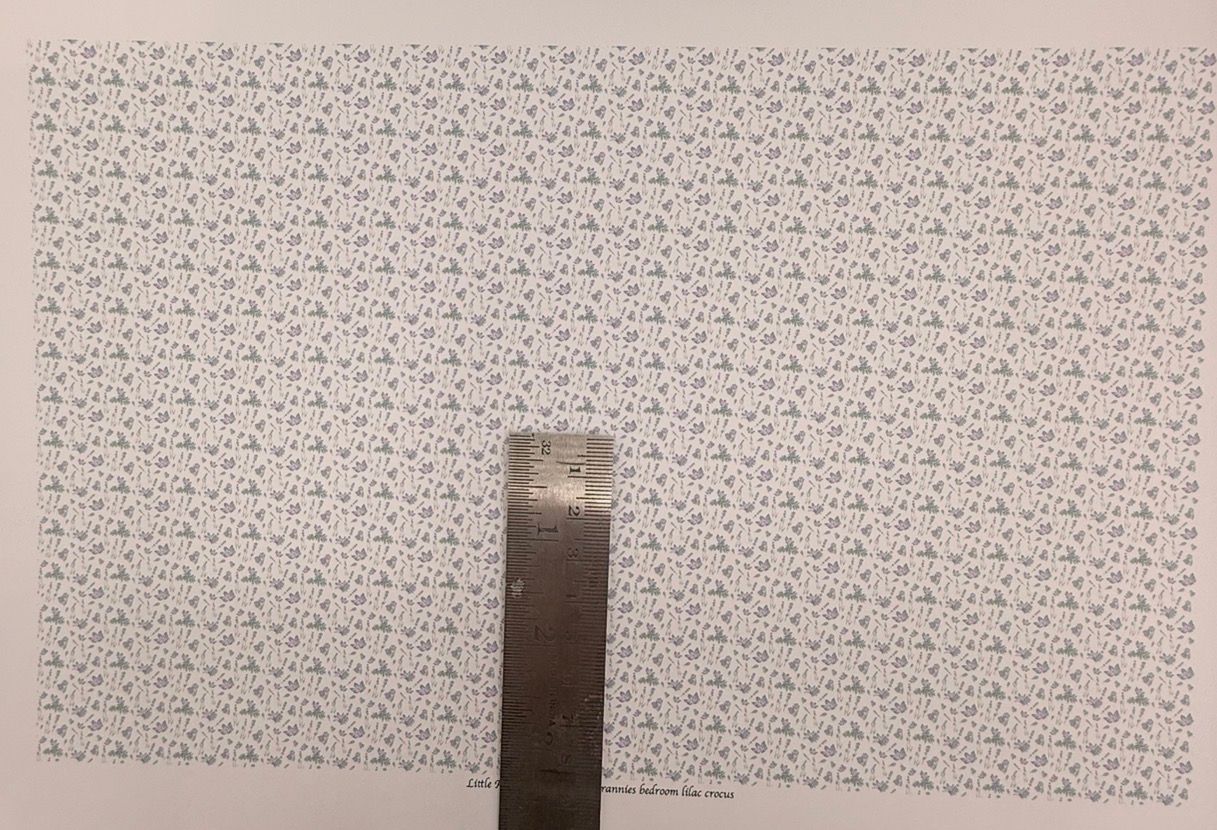 Wallpaper/fabric/carpet. Grannies bedroom lilac crocus. 1/48 scale