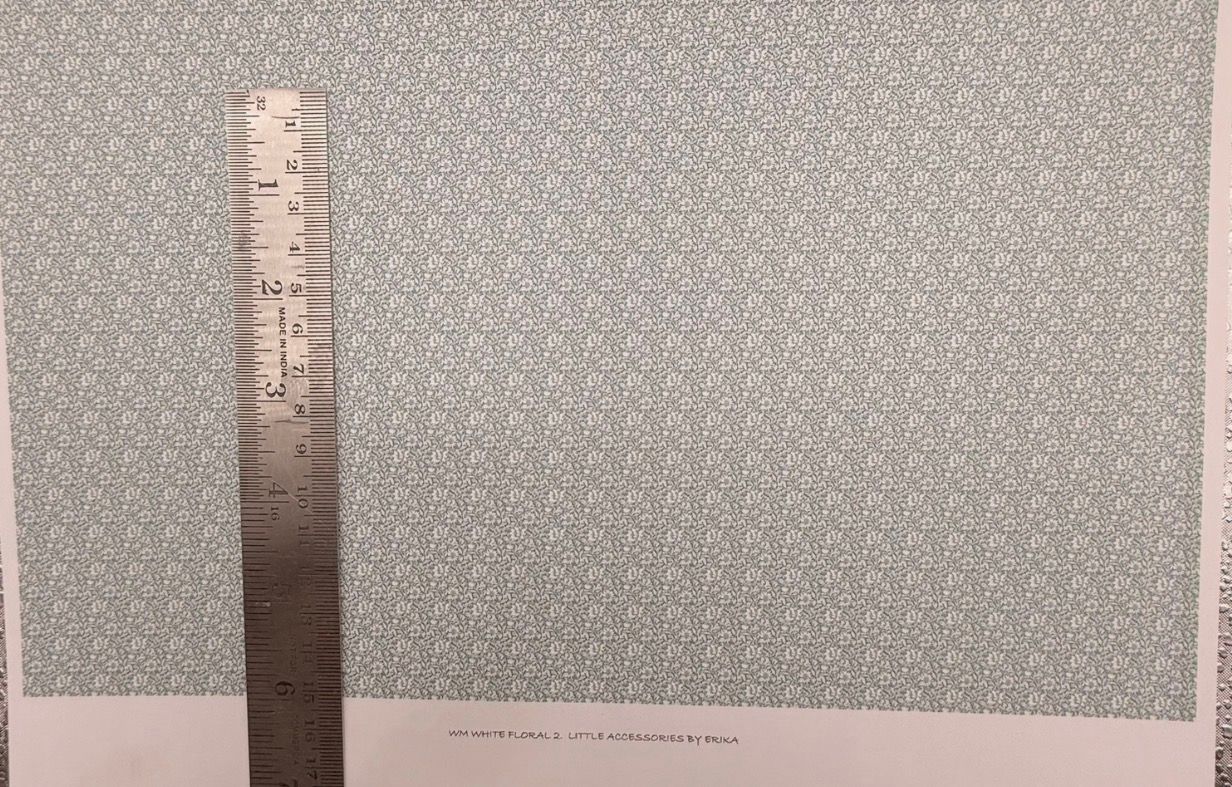 Wallpaper/fabric/carpet. WM white floral 2. 1/48 scale