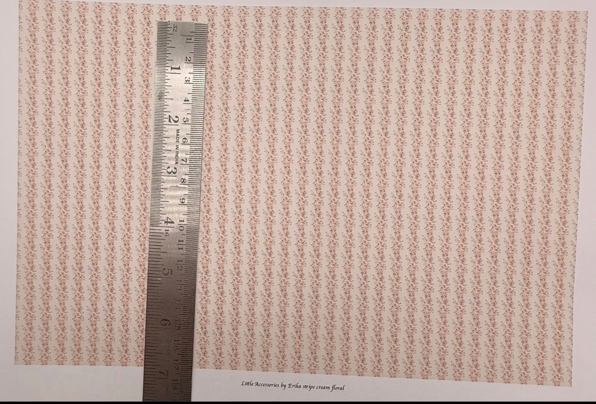 Wallpaper /fabric/carpet. Stripe cream floral. 1/48 scale