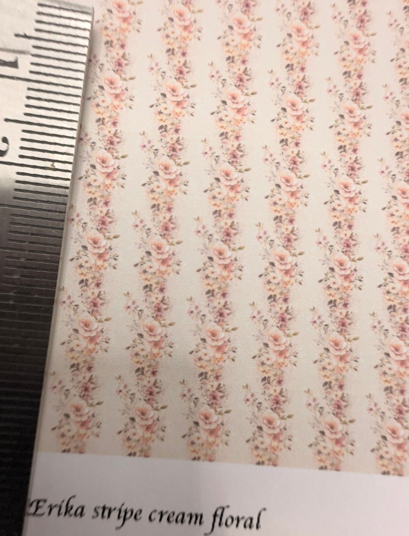 Wallpaper /fabric/carpet. Stripe cream floral. 1/48 scale