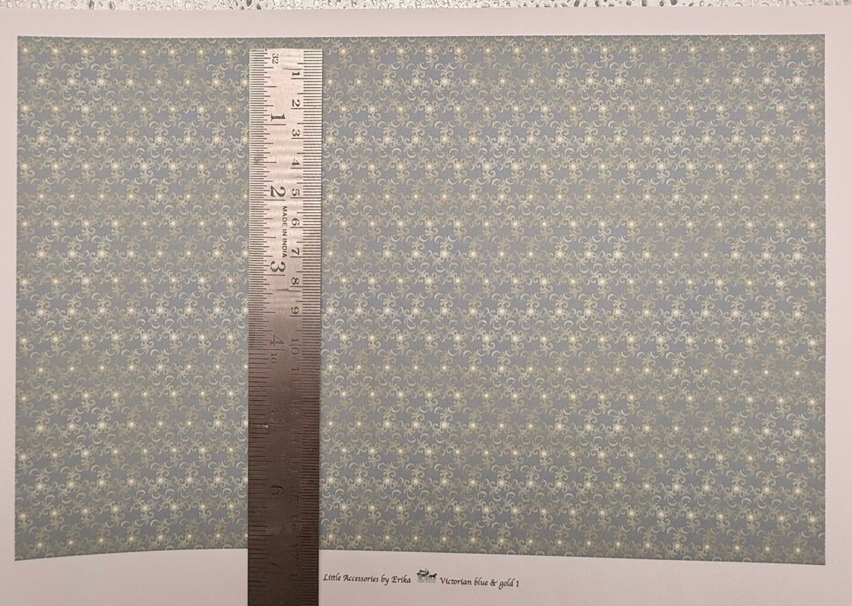 Wallpaper/fabric/carpet. Victorian blue & gold 1 - 1/48 scale