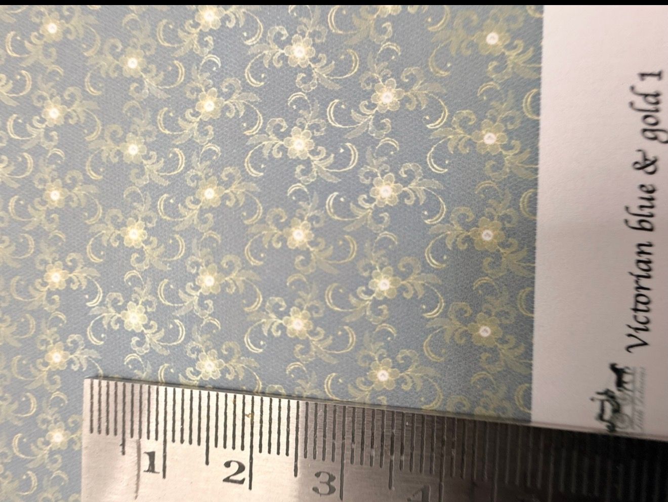 Wallpaper/fabric/carpet. Victorian blue & gold 1 - 1/48 scale