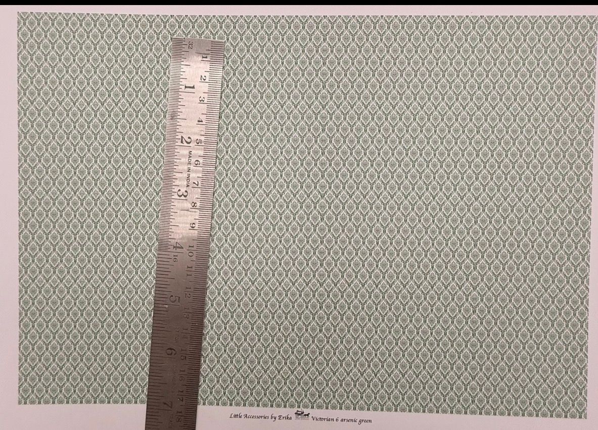 Wallpaper/fabric/carpet. Victorian 6 Arsenic green. 1/48 scale