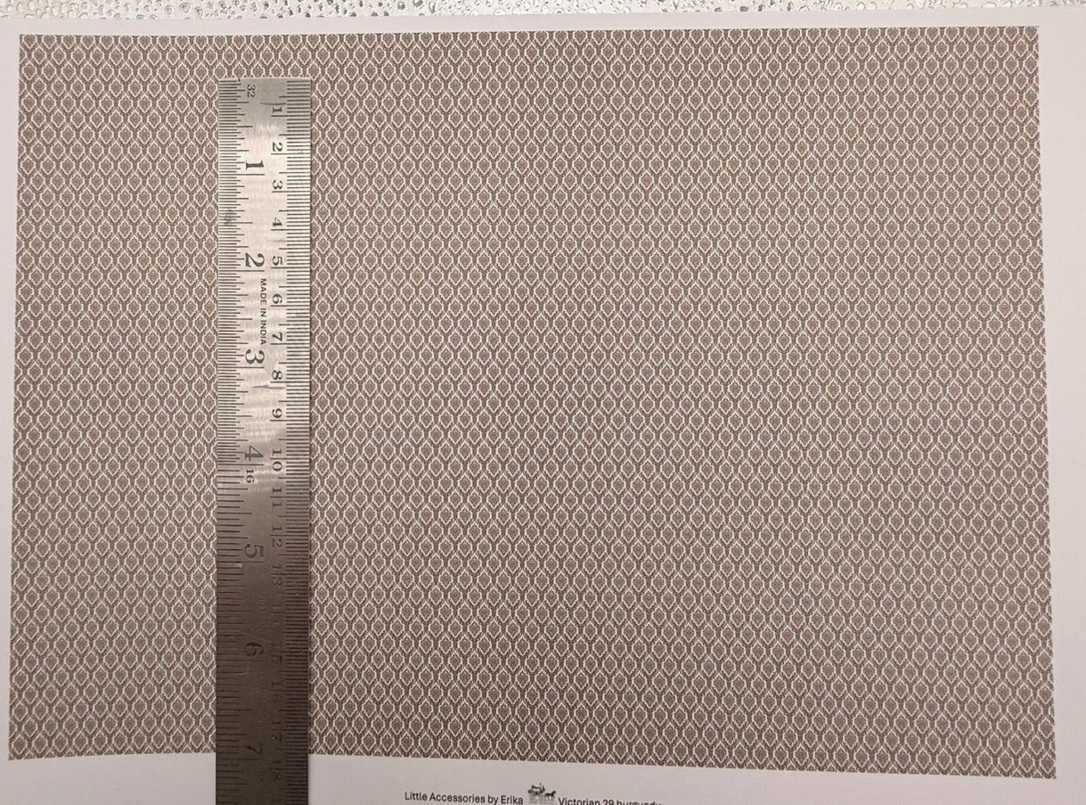 Wallpaper/fabric/carpet. Victorian 29 burgundy. 1/48 scale