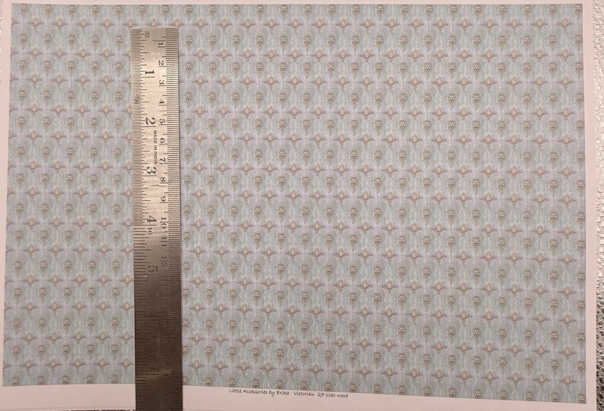 Wallpaper/fabric/ carpet.Victorian 27 lilac wood. 1/48 scale