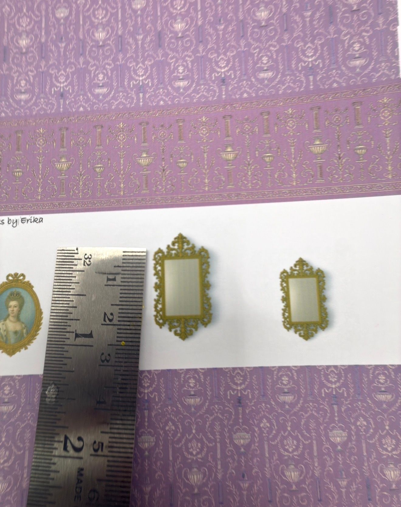 Wallpaper/fabric/carpet SET Georgian clover King george & queen Charlotte  1/48 scale