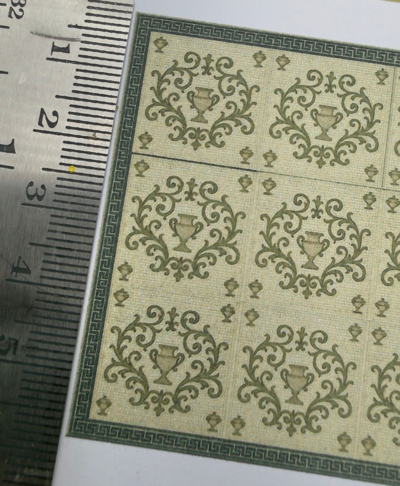 Wallpaper /fabric/carpet SET 1 Georgian gold with cameos. 1/48 scale