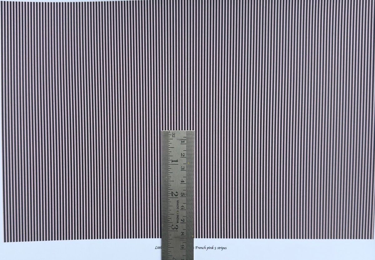 Wallpaper/fabric. French pink 5 stripes. 1/48 scale