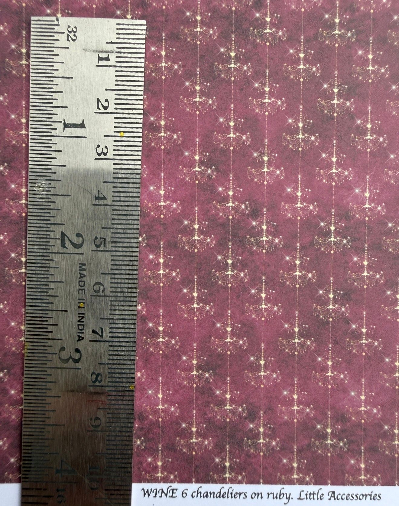 wallpaper/fabric/carpet. French wine 6 chandeliers on ruby 1/48 scale