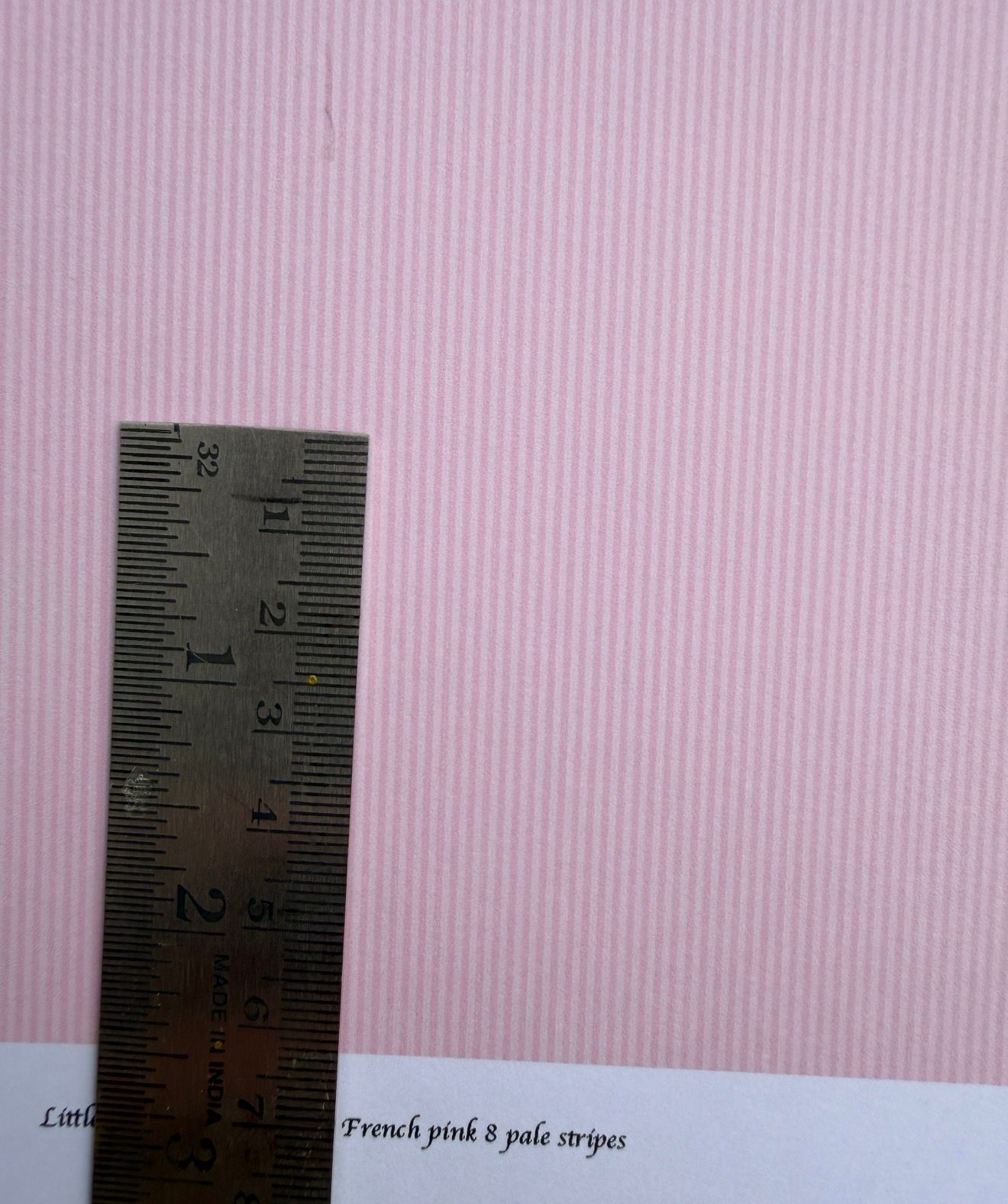 Wallpaper/fabric.carpet. french pink 8 pale stripes. 1/48 scale