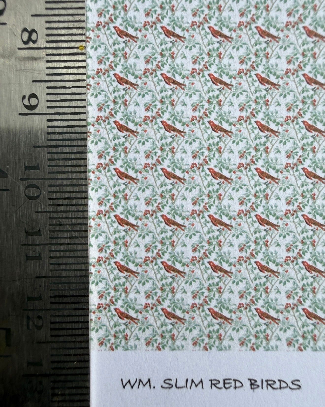 Wallpaper/fabric/carpet. WM Slim red birds. 1/48 scale .