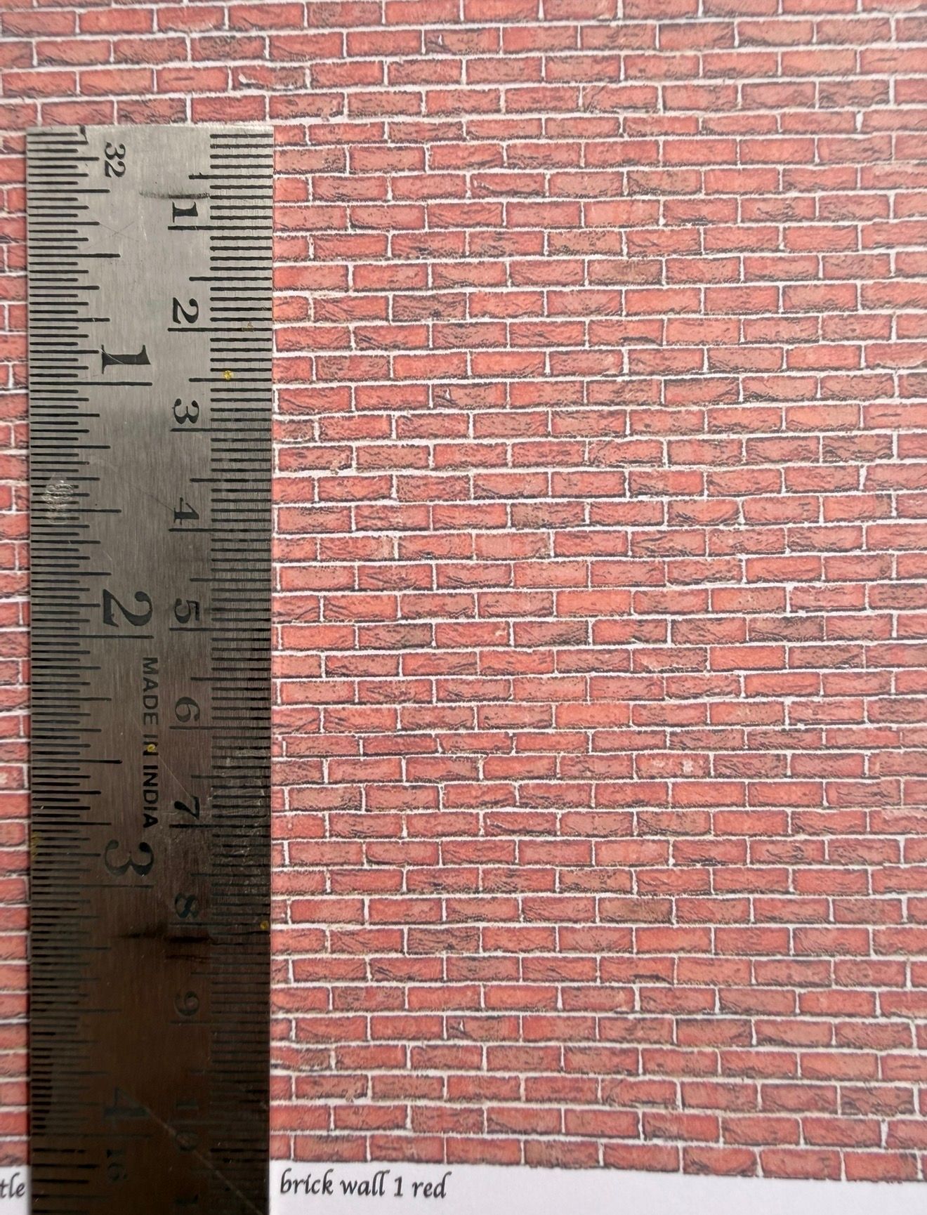 wallpaper/fabric/carpet. Brick wall 1 RED. 1/48 scale