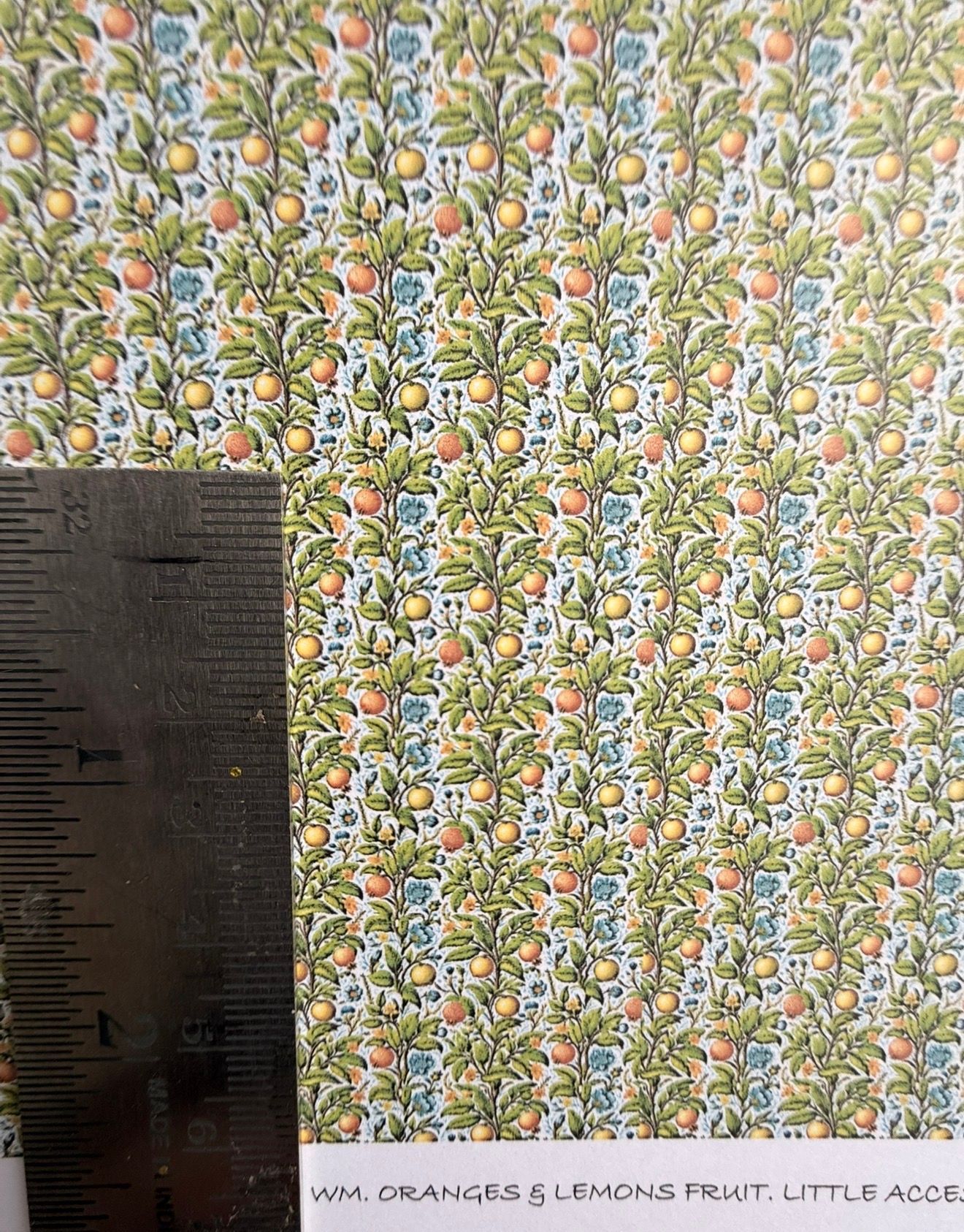 Wallpaper/fabric WM oranges & lemons fruit. 1/48 scale
