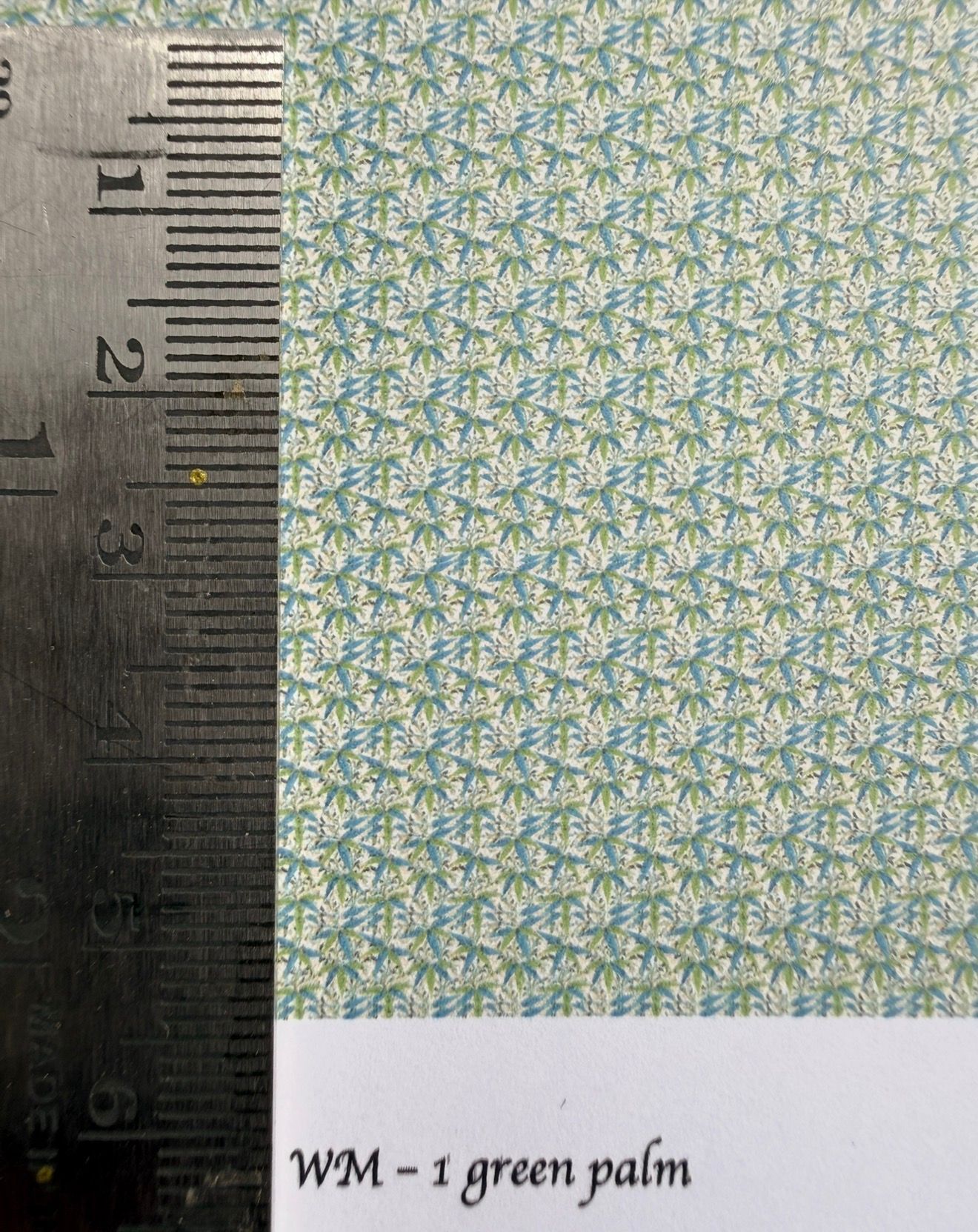 Wallpaper/fabric. WM 1 Palm green 1/48 scale
