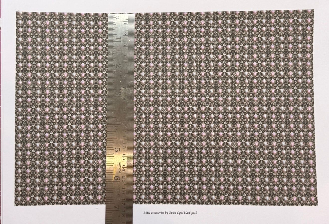 Wallpaper/fabric Opal black,pink. 1/48 scale