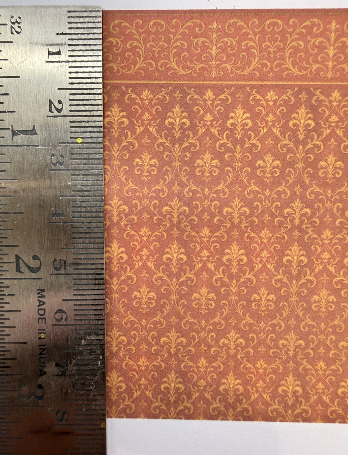 Wallpaper/fabric/carpet . SET venetian red & gold. 1/48 scale