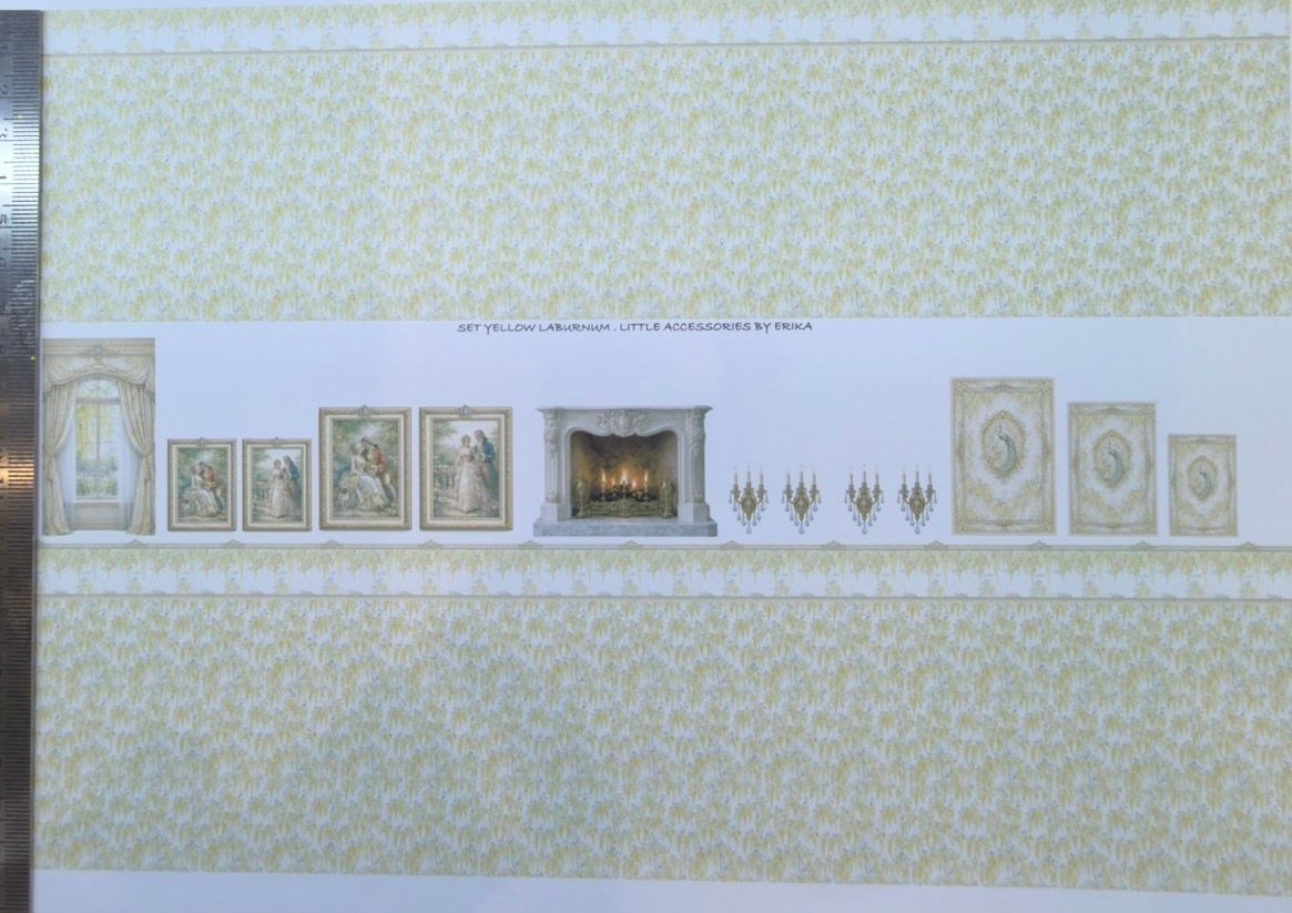 Wallpaper/fabric/carpet.SET. Yellow laburnum 1/48 scale