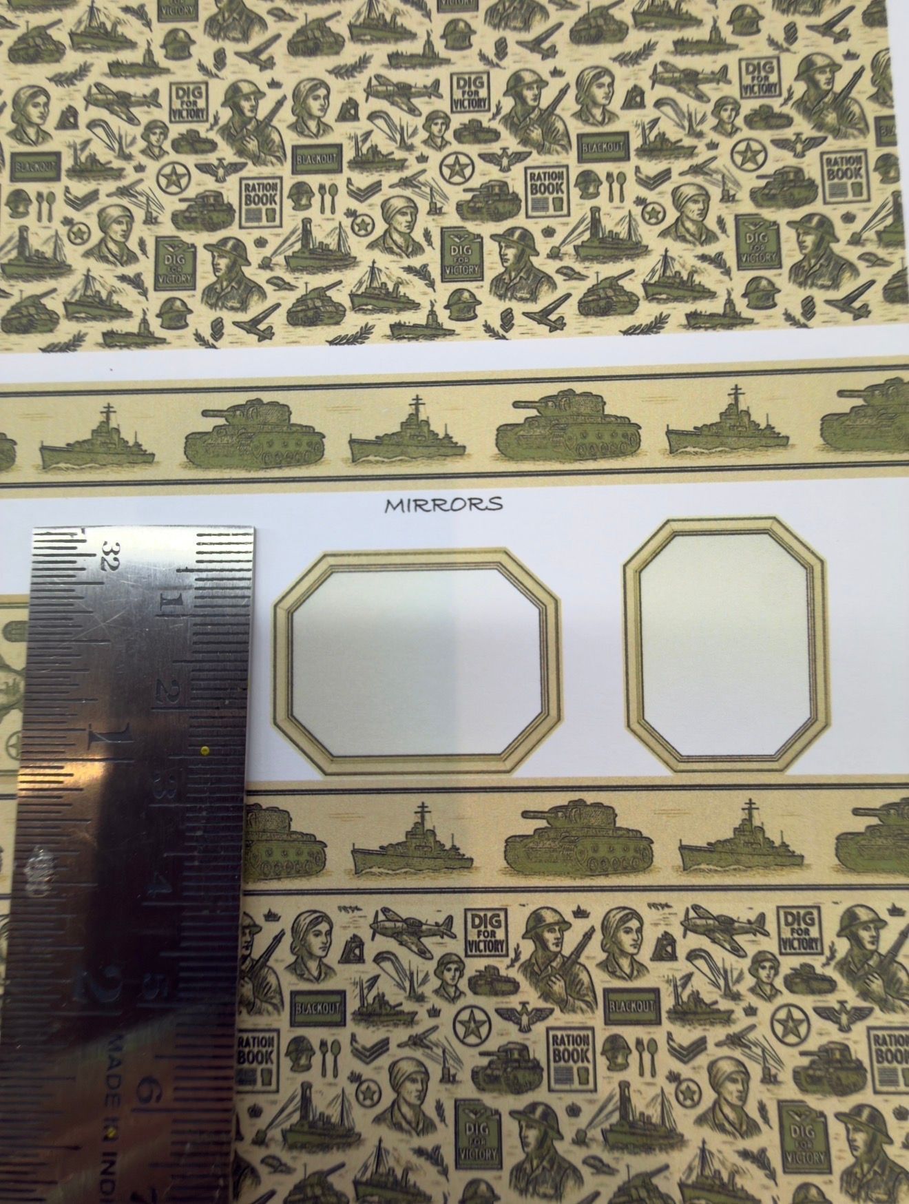 Wallpaper/fabric/carpet. SET WW2 Tanks & ships. 1/48 scale