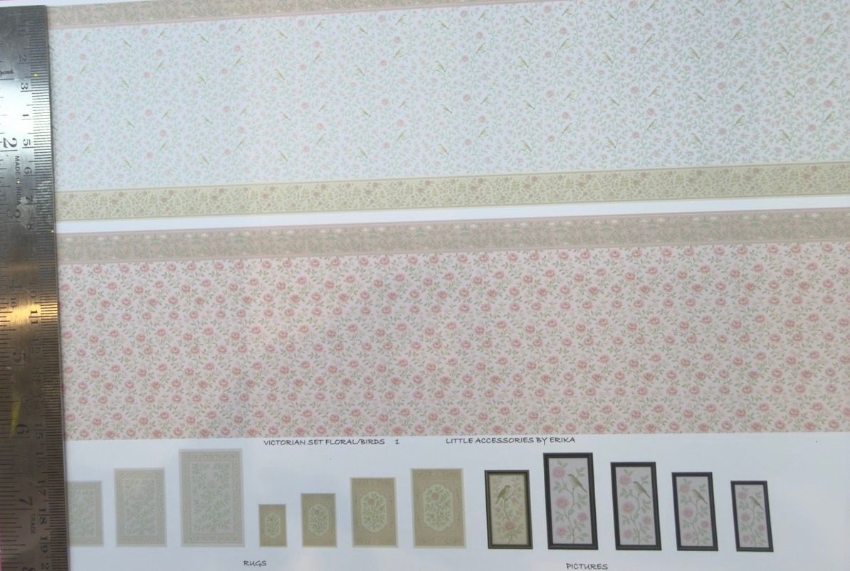 Wallpaper/fabric/carpet. SET Victorian floral/birds 1
