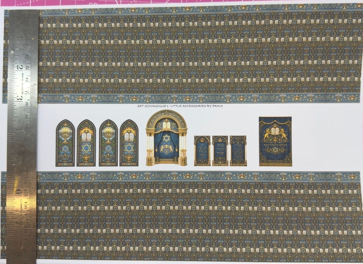 Wallpaper/fabric/ carpet SET Synagogue 1 - 1/48 scale