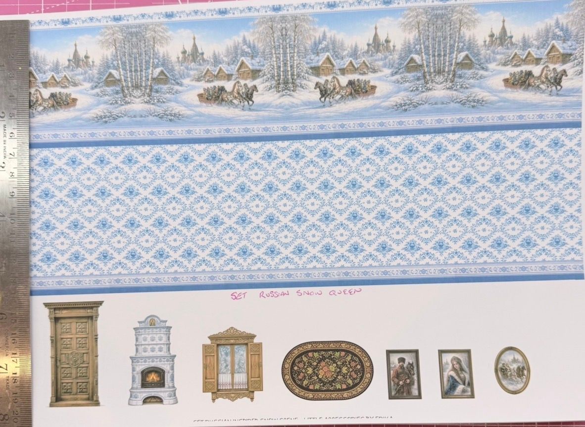Wallpaper/fabric/carpet. SET Russian snow queen. 1/48 scale