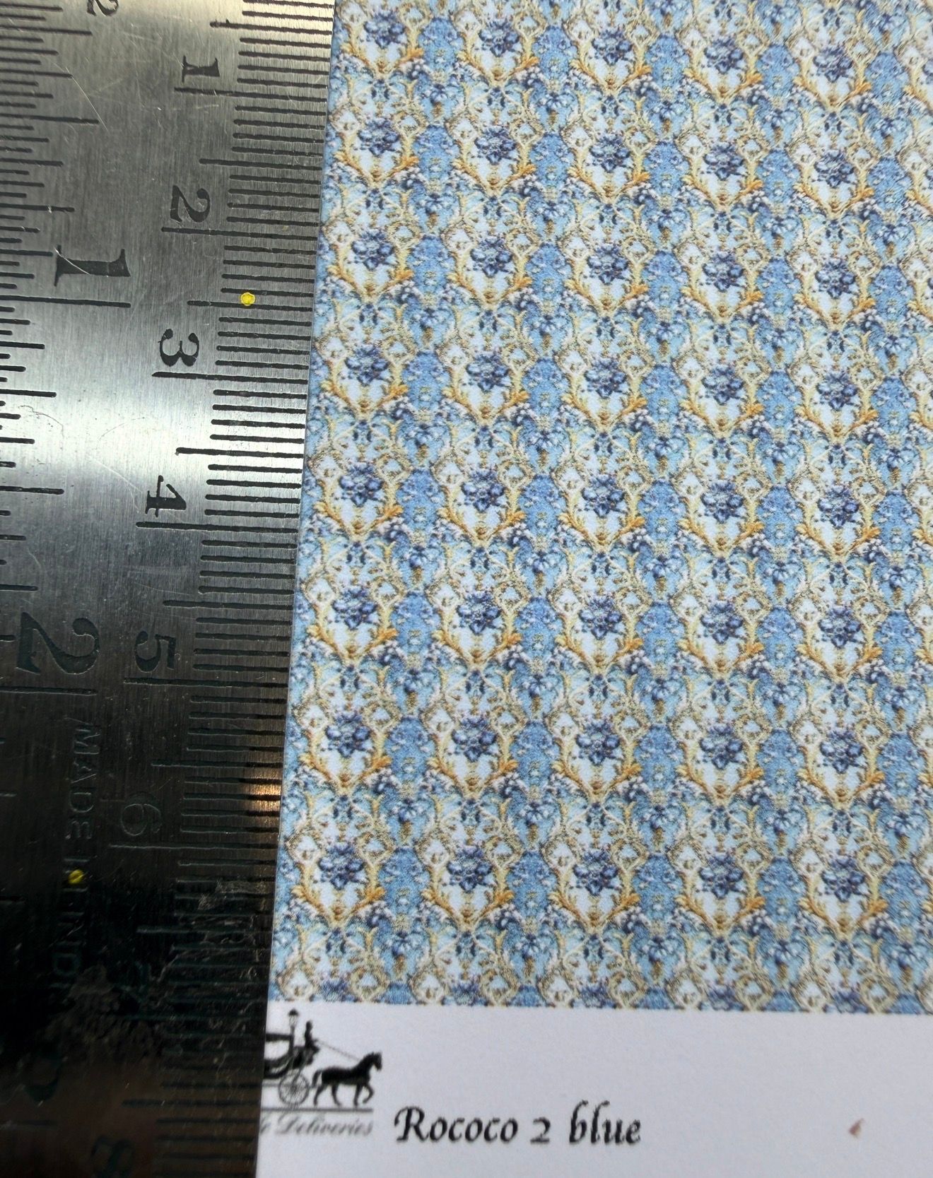 Wallpaper/fabric/carpet. Rococo blue 2 - 1/48 scale