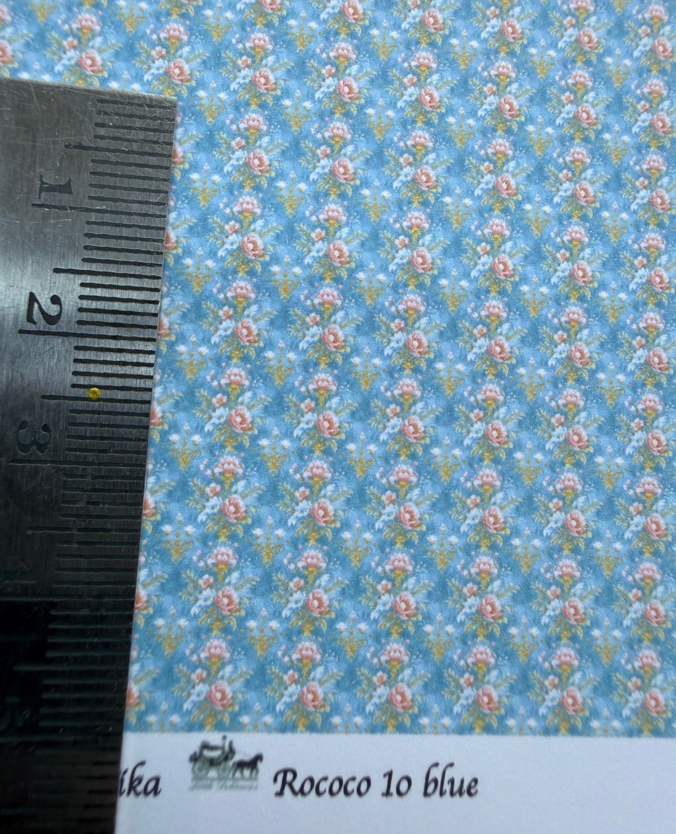 Wallpaper/fabric/carpet.Rococo blue 10/- 1/48 scale