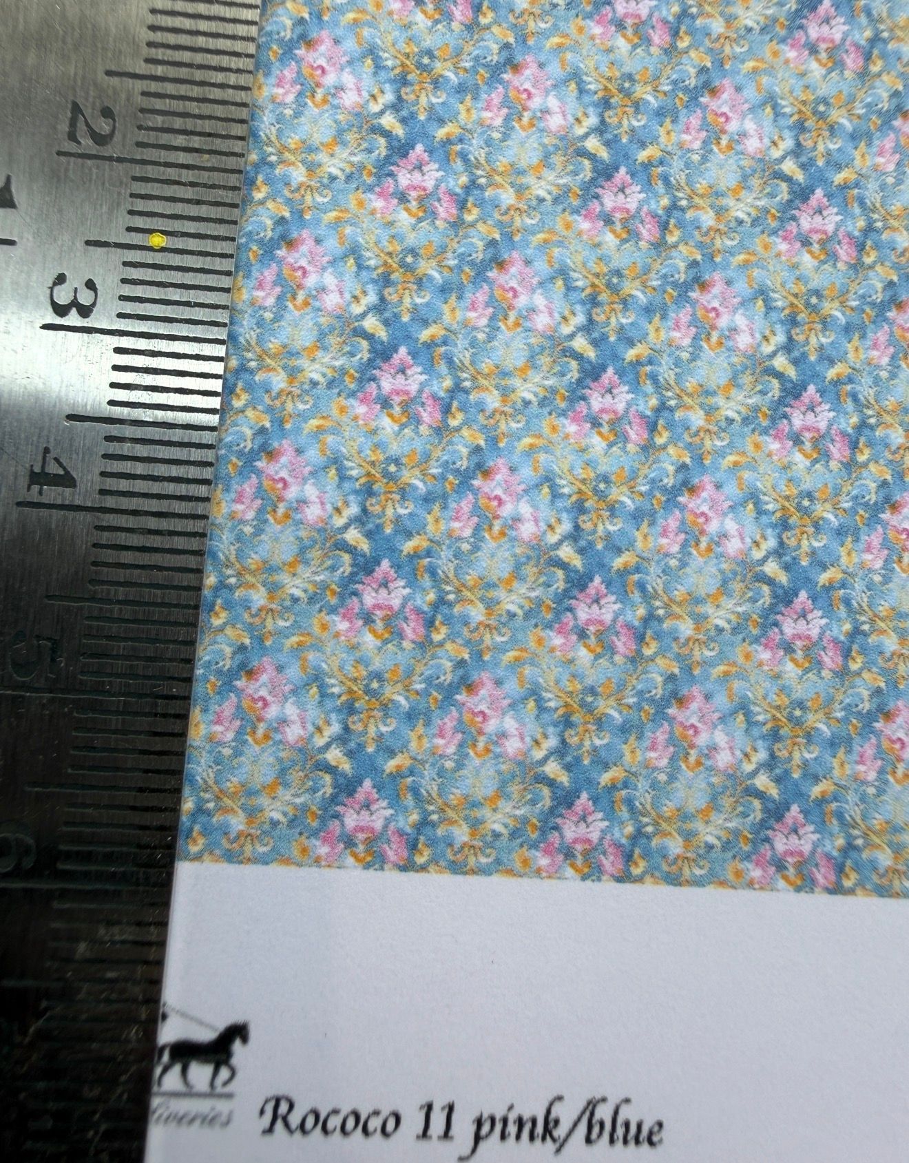 Wallpaper/fabric/carpet. Rococo 11 pink blue- 1/48 scale